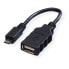 ROLINE USB 2.0 Cable - USB Type A F - Micro USB B M - OTG 0.15 m - 0.15 m - Micro-USB B - USB A - USB 2.0 - Male/Female - Black