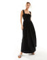 ASOS DESIGN square neck ruched bust maxi dress with lace inserts in black 34 - фото #2