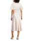 Фото #1 товара Petite Surplice-Neck Short-Sleeve Satin Midi Dress