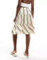 ASOS DESIGN tiered knee length skirt in yellow and pink stripe