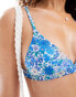 Vila triangle bikini top co-ord in blue floral print Cloisonne-Blumen, XS - EU 32-34 - фото #2