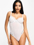 Фото #2 товара Ivory Rose Fuller Bust DD-G bridal lace and mesh bodysuit in white