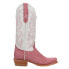 R. Watson Boots Rose Boar Embroidered Narrow Square Toe Cowboy Womens Pink, Whi