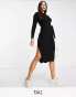 Brave Soul Tall eddie knitted dress with slit in black EU 40 Tall - фото #2