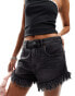 Фото #1 товара AllSaints Astrid fray hem denim shorts in washed black