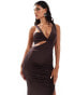 Фото #4 товара ASOS DESIGN ruched channelled detail maxi dress in chocolate brown