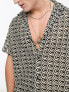 ASOS DESIGN relaxed deep revere crochet stripe shirt