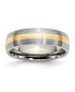 ფოტო #1 პროდუქტის Titanium Brushed with 14k Gold Inlay Grooved Wedding Band Ring