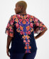 Plus Size Arianna Trail Chiffon-Sleeve Top, Created for Macy's