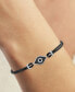 Black & White Diamond Accent Evil Eye Cord Bracelet in Sterling Silver