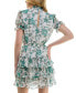 Фото #2 товара Juniors' Printed Puff-Sleeve Fit & Flare Dress