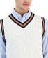 Фото #3 товара Men's Spliced V-Neck Striped-Trim Sweater Vest, Created for Macy's