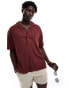 Abercrombie & Fitch linen blend short sleeve shirt in dark red