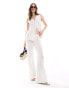 Фото #1 товара Mango textured co-ord trousers in white