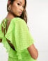 Фото #2 товара ASOS DESIGN frill detail wrap maxi dress in bright lime dobby