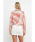 Women's Striped Satin Shirt with Piping