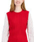ფოტო #3 პროდუქტის Women's Striped Layered-Look Sweater Vest