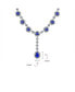 ფოტო #2 პროდუქტის Antique Style Bridal Oval Crown Halo AAA CZ Royal Blue Simulated Sapphire Y Collar Necklace For Women Wedding