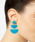 Фото #2 товара Gold-Tone Stone Bead & Woven Raffia Drop Earrings, Created for Macy's