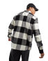 ONLY & SONS buffalo check overshirt in black and beige