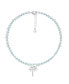 ფოტო #1 პროდუქტის Double Row Turquoise Glass Palm Tree Anklet in Silver Plate