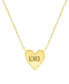 ფოტო #4 პროდუქტის Diamond Pink Enamel Heart "Loved" 18" Pendant Necklace (1/8 ct. t.w.) in 14k Gold-Plated Sterling Silver