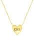 Фото #4 товара Macy's diamond Pink Enamel Heart "Loved" 18" Pendant Necklace (1/8 ct. t.w.) in 14k Gold-Plated Sterling Silver