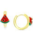 ფოტო #1 პროდუქტის Watermelon Enamel Hoop Earrings in 14k Gold over Sterling Silver, 1/2"