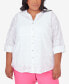Фото #1 товара Plus Size Paradise Island Button Front Eyelet Top