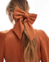 Maids to Measure Bridesmaid satin hair bow in burnt orange