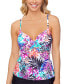 Фото #1 товара Island Escape 297919 Printed Gemini Underwire Tankini Top Swimwear Size 16