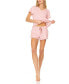 Women's Logo Print Jersey Short Sleeve V-Neck T-Shirt and Shorts, Pajama Lounge Comfy Sleepwear Set, 2 Piece