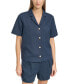Фото #1 товара Women's Short-Sleeve Washed Button-Front Camp Shirt