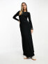 ASOS DESIGN column ribbed maxi dress with crew neck in black