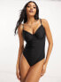 Ivory Rose Fuller Bust underwired swimsuit with tie up shoulder in black