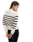 Vero Moda crew neck jumper in cream with black stripes