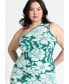 Фото #3 товара Plus Size Intarsia One Shoulder Dress With Slits