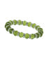 Silver-Tone Green and Crystal Beaded Stretch Bracelet