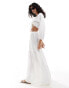 Фото #1 товара Esmee tiered maxi beach skirt co-ord in off white