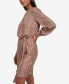 Women's Sequin Blouson-Sleeve Boat-Neck Dress