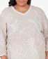 ფოტო #5 პროდუქტის Plus Size Garden Party V-neck Embroidered Floral Top