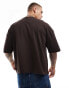 Фото #3 товара ASOS DESIGN boxy oversized dropped shoulder t-shirt in brown with front print