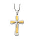 ფოტო #1 პროდუქტის Polished Yellow IP-plated Cross Pendant Ball Chain Necklace