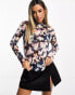 & Other Stories plisse mesh long sleeve top in blurred floral print