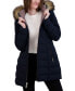 Фото #6 товара Women's Stretch Faux-Fur Trim Hooded Puffer Coat