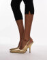 Topshop Emma heeled sling back court shoe in gold