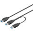 Фото #1 товара Wentronic USB 3.0 - 0.3 m- - 0.3 m - USB A - 2 x USB A - USB 3.2 Gen 1 (3.1 Gen 1) - Male/Female - Black