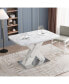 Фото #2 товара White marble dining table with X-shaped metal legs