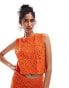 Фото #2 товара Mango crochet co-ord top in orange