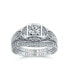 ფოტო #2 პროდუქტის 1CT Art Deco Style Solitaire Round Filigree AAA CZ Pave Contoured Band Engagement Wedding Ring Set .925 Sterling Silver